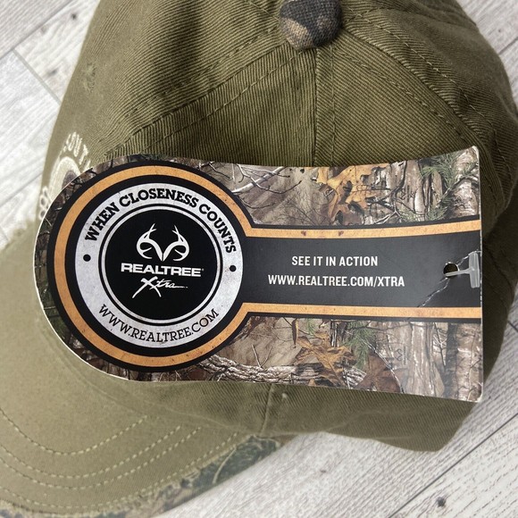 Southwire RealTree Hat Green Camouflage  Distressed Bill Strapback Camo Cap - Picture 10 of 15